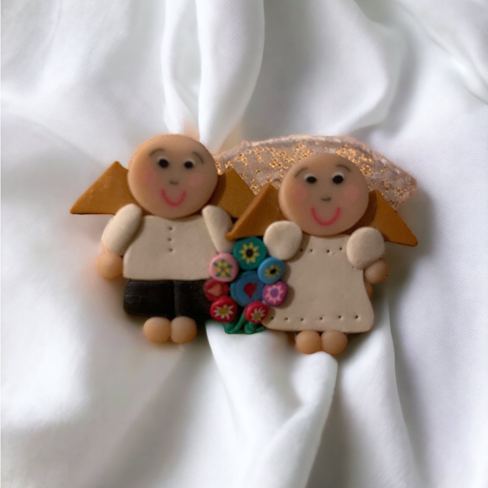 Homemade Clay Angel Pin